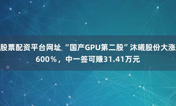股票配资平台网址 “国产GPU第二股”沐曦股份大涨600％，中一签可赚31.41万元